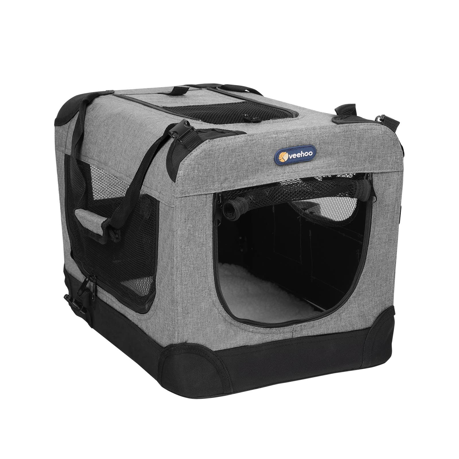 Veehoo Folding Soft Sided 3-Door Pet Kennel Dog Crate – Mr