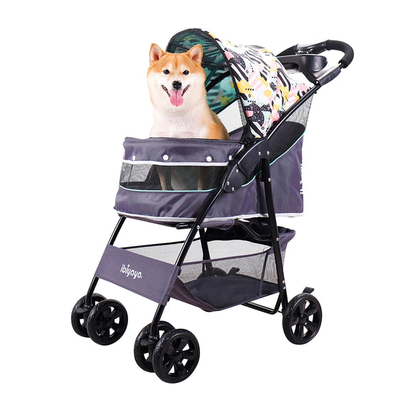 Retro Luxe Pet Stroller, Medium 4-Wheel Luxury Dog-Cat Stroller with Two  Openings, Foldable Pet Pram