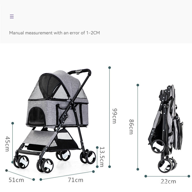 Executive Pet Stroller with a Removable Cradle