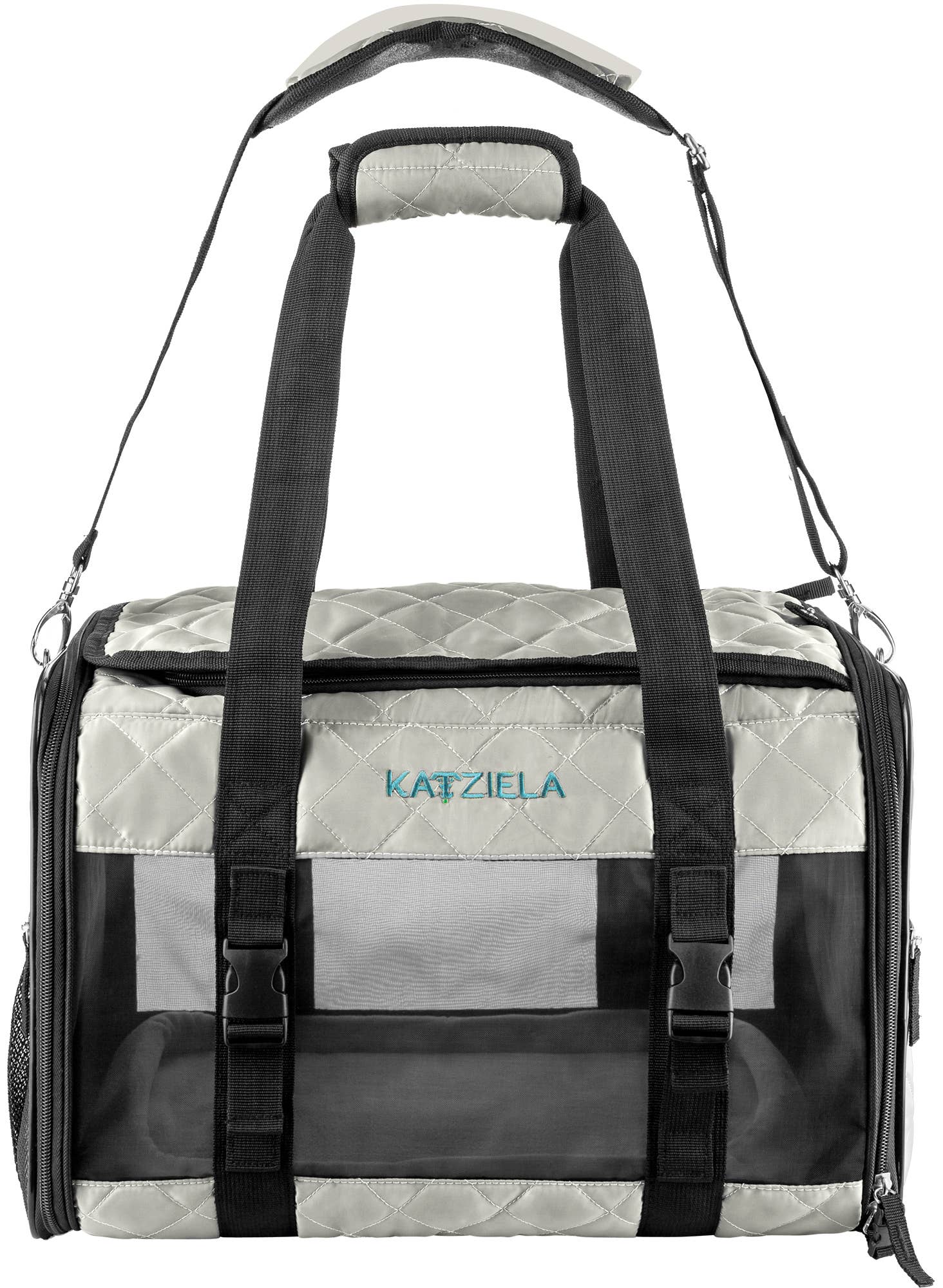 Katziela Airline Compliant Quilted Companion Cat & Dog Carrier - Gray