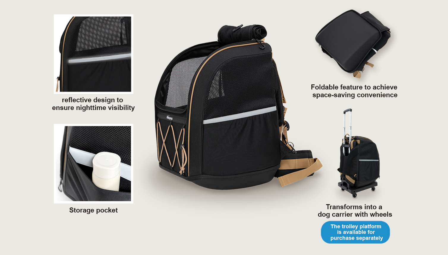 Ibiyaya Champion Large Dog Carrier Backpack with Window 3 in 1