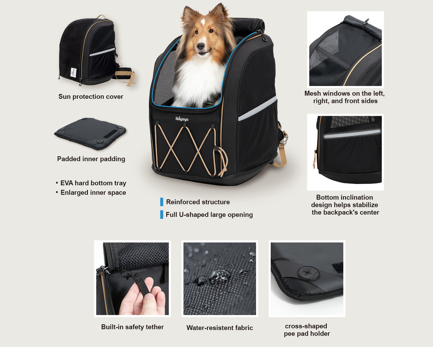 Top-loading Luxury Dog Carrier Bag Fit for Small Dog or Large Cat Ibiyaya