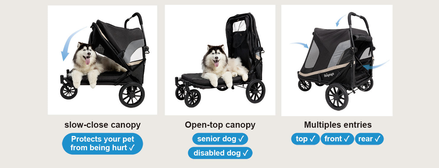 Retro Luxury Pet Strollers for Large Dogs and Medium Size Pets - Ibiyaya