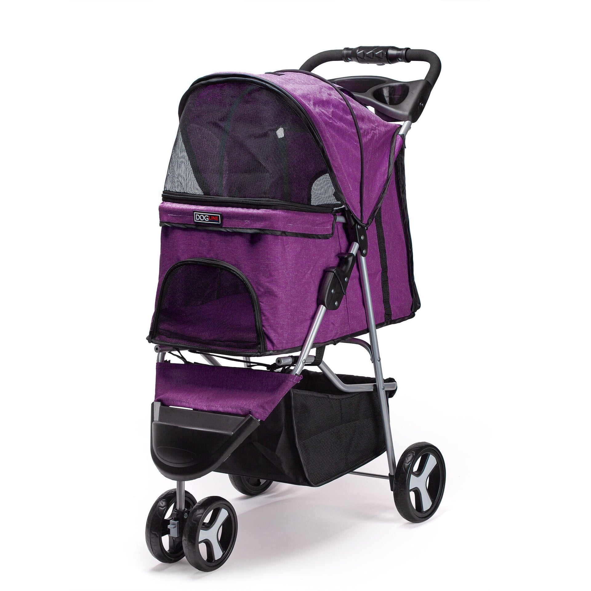 dog line stroller Casual Pet Stroller with a Removable Cup Holder Black
