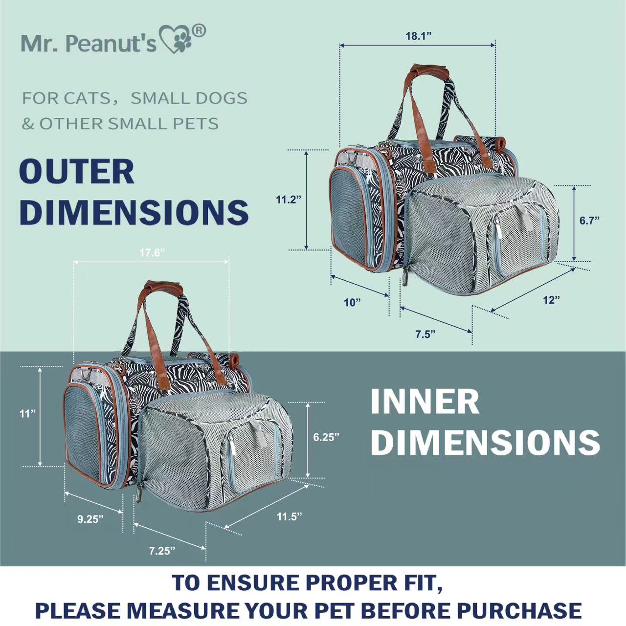 Gold Series Mini Expandable Airline Capable Pet Carrier - Low Profile, Soft  Sided Premium Tote - Charcoal Ash
