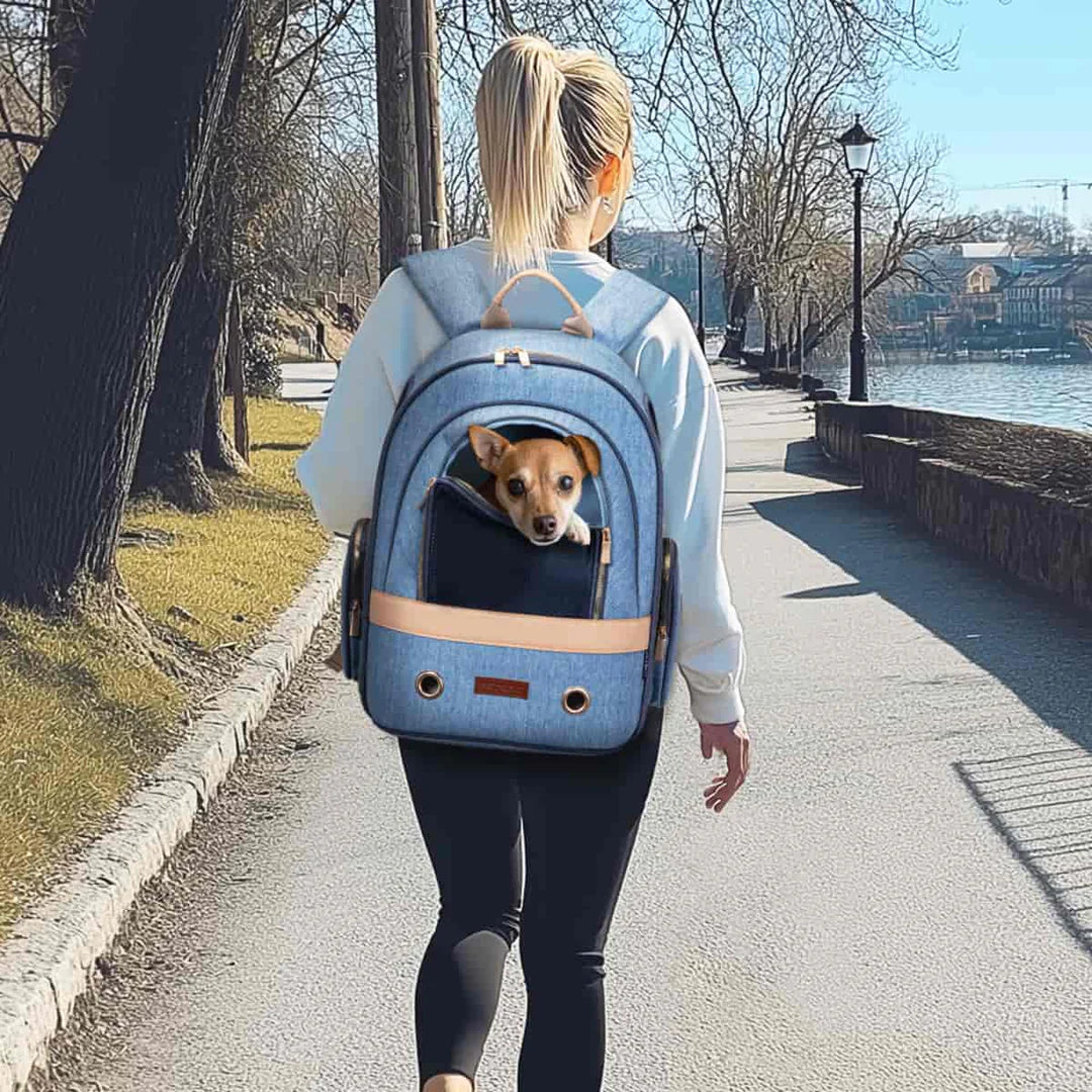 Petsfit Denim Airline Compliant Backpack for Stylish Pets