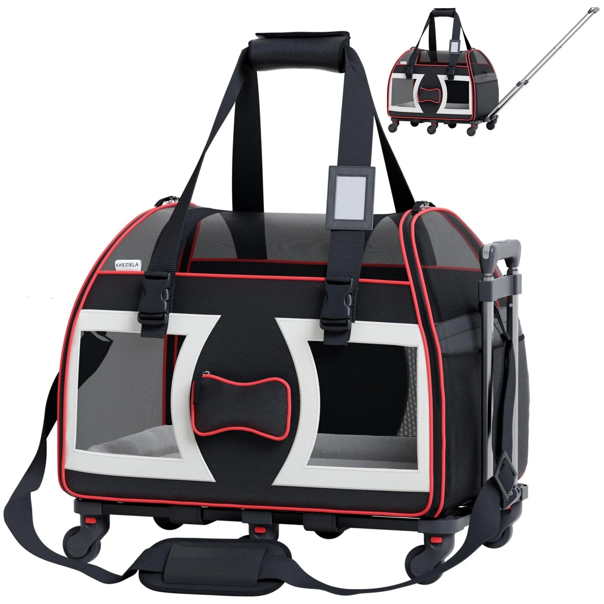 Pet carrier with wheels and handle hot sale