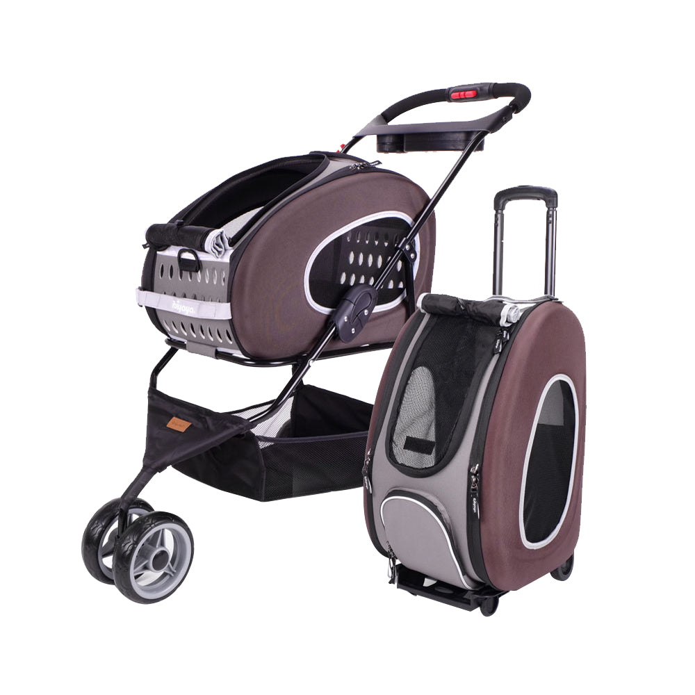 dog stroller ibiyaya Ibiyaya 5-in-1 EVA Pet Carrier-Stroller, Dog-Cat Sling Bag, Small Backpack with Wheels, Car Seat Booster Combo